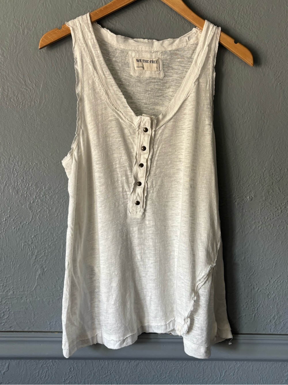 Free People We The Free White Cotton Henley Tank Top Size Small